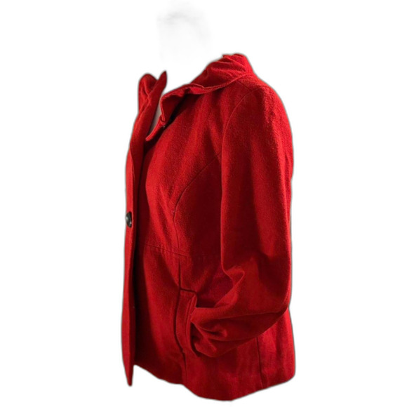 Old Navy Womens Wool Bold Red Pea Coat Size S - Picture 3 of 7
